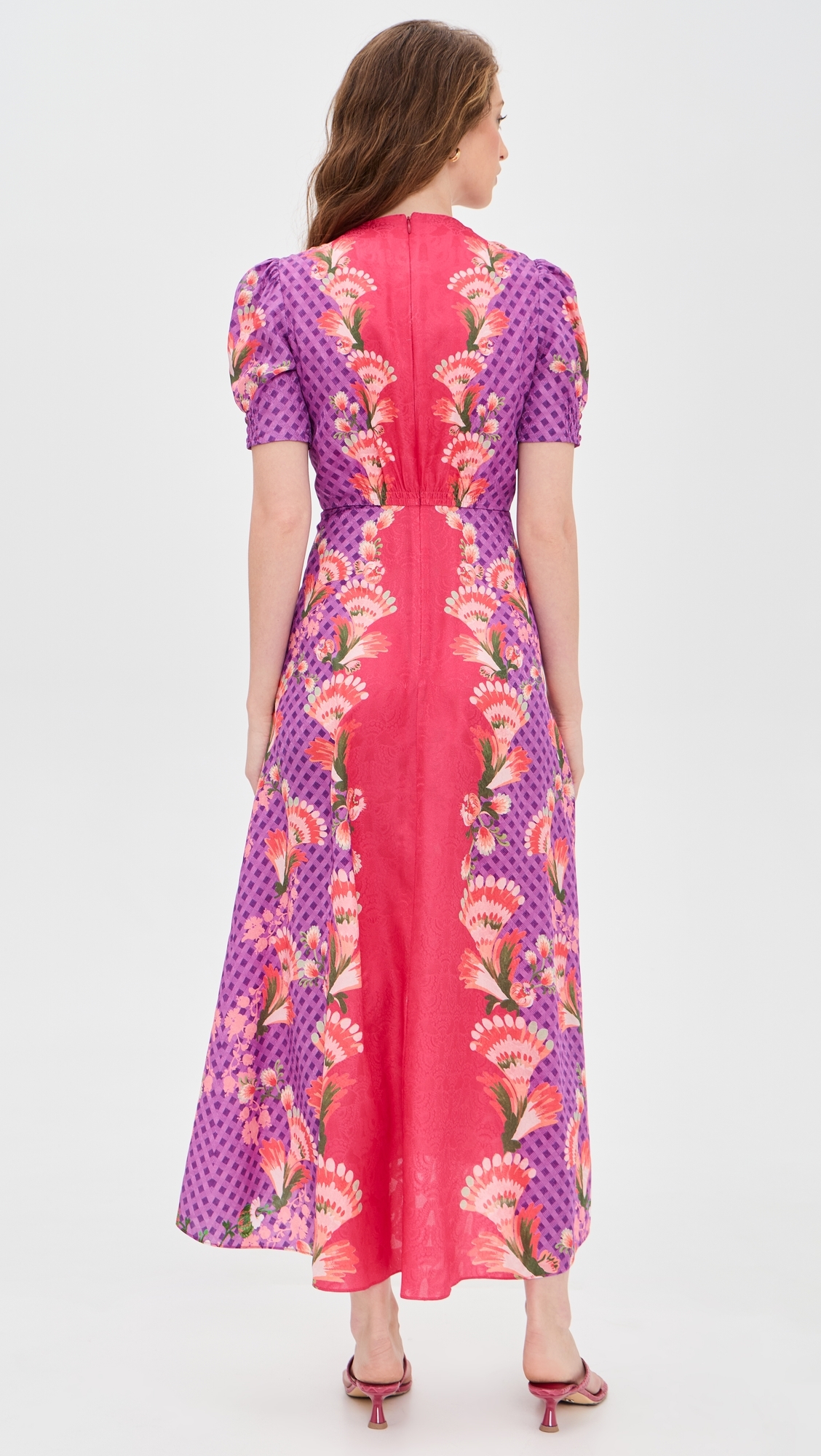 Lea Silk Dress Feather Raspberry Plmt