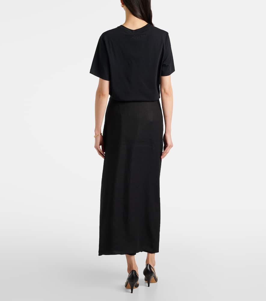 Dorian ruched linen-blend midi skirt