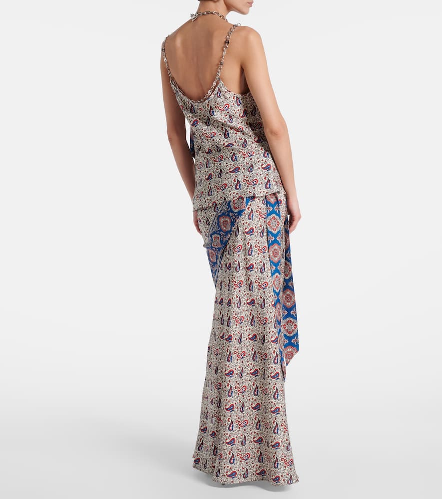 Chain-detail paisley satin camisole