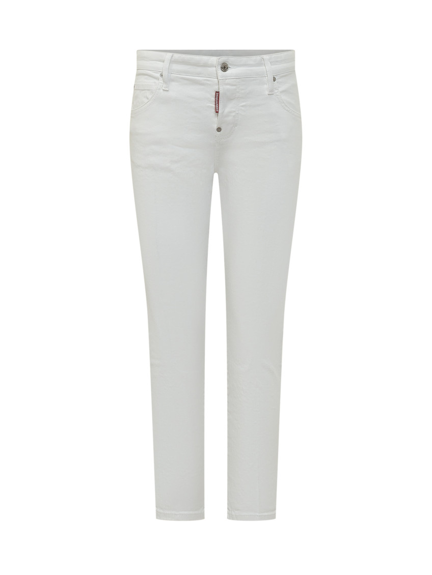 White Straight Mid Rise Jeans