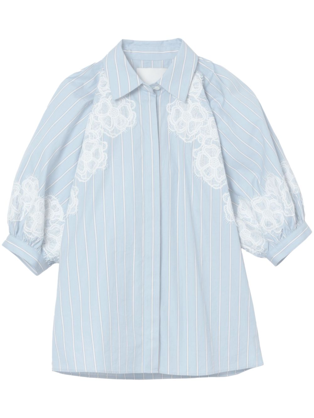 Lace-detailing poplin shirt - Blue