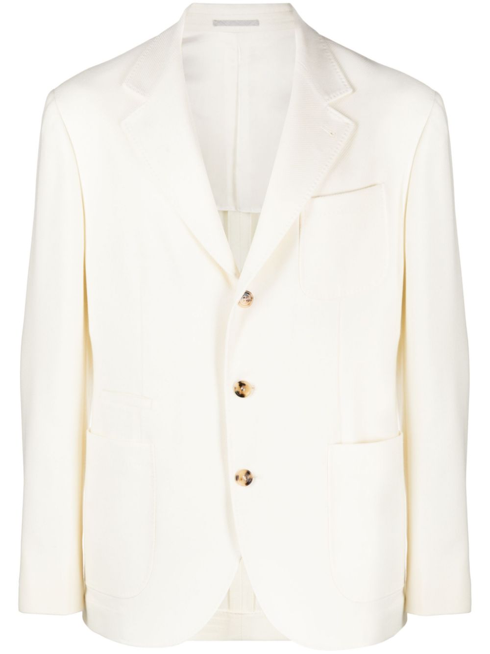 Single-breasted wool-blend blazer - White
