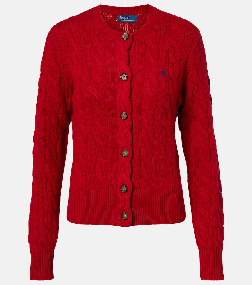 Cable-knit wool and cashmere cardigan
