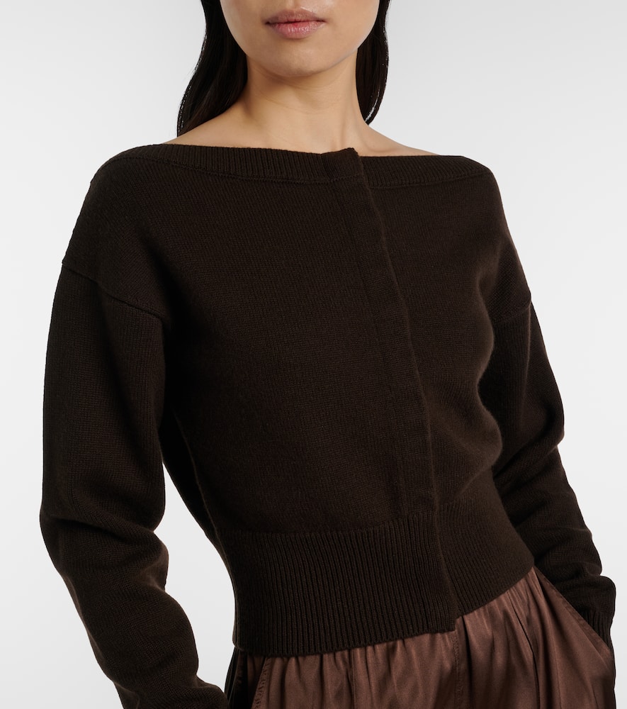 Off-shoulder cashmere cardigan