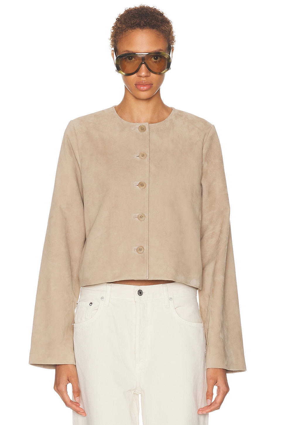 SRG Jemma Suede Jacket in Desert Sand - Taupe. L also in S, XS