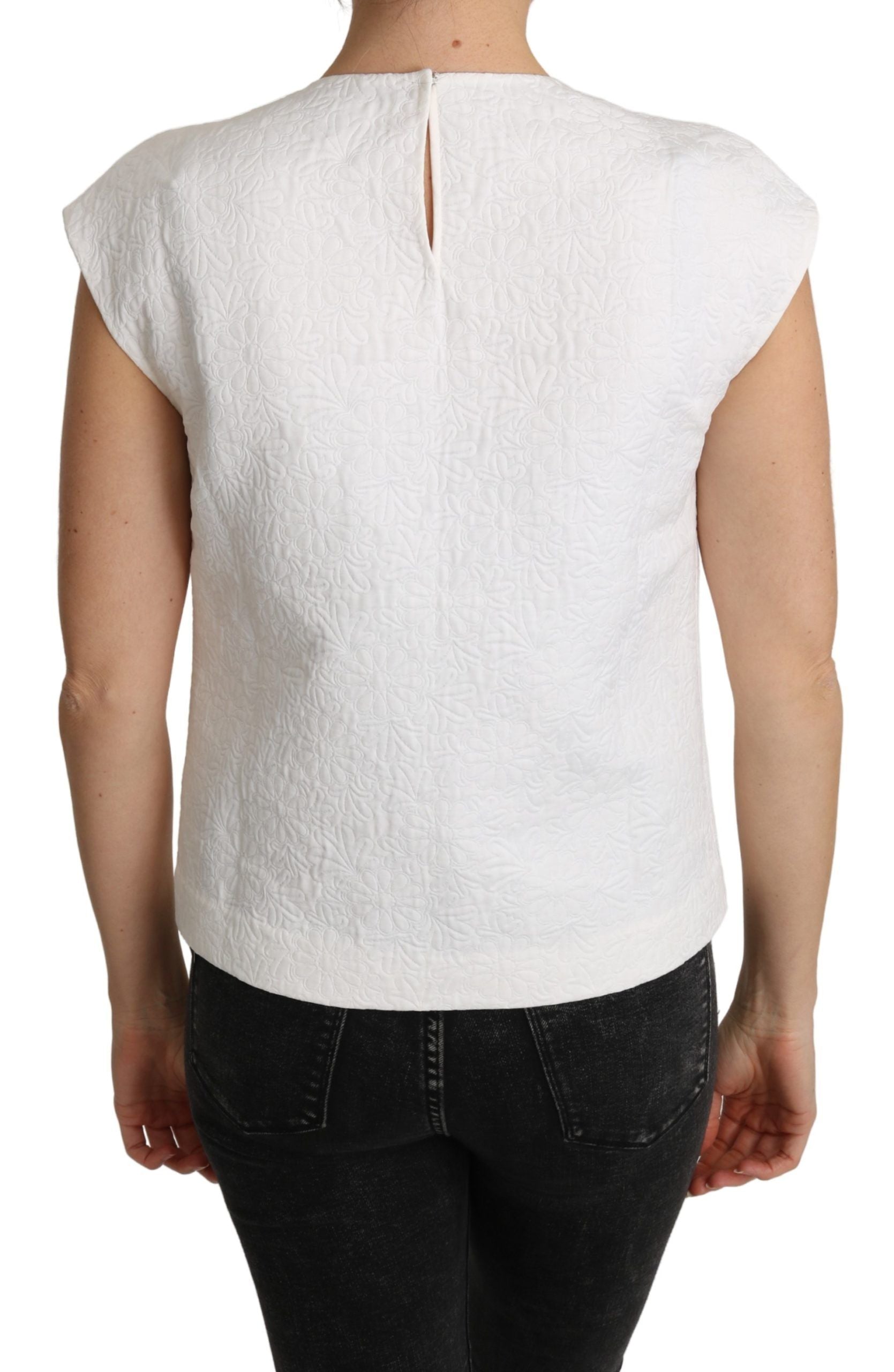 Floral Brocade Blouse — White