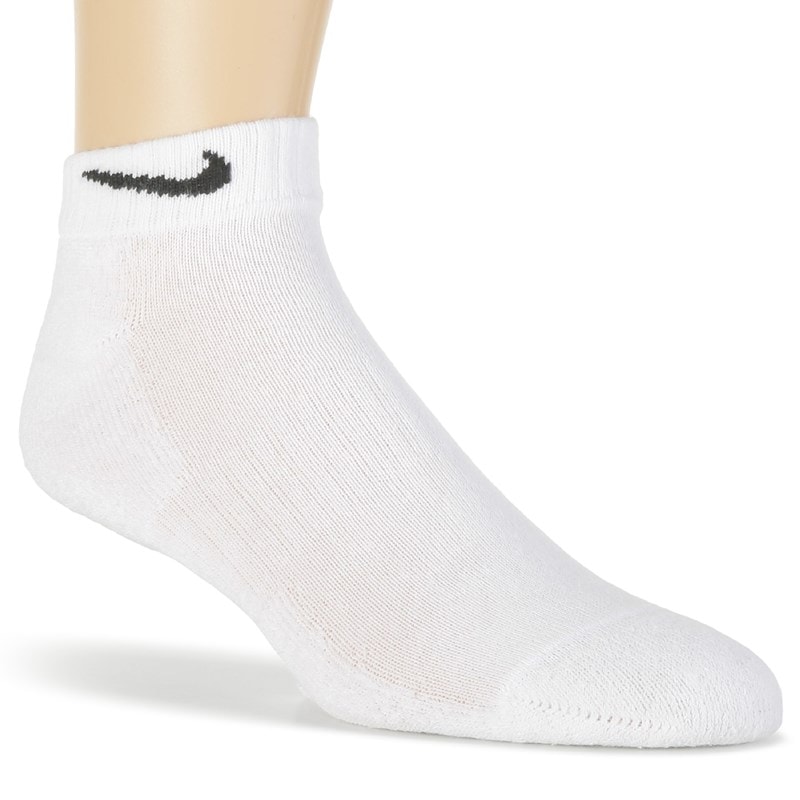 Men's 6 Pack Large Everyday Cushioned Low Socks (White/Black)