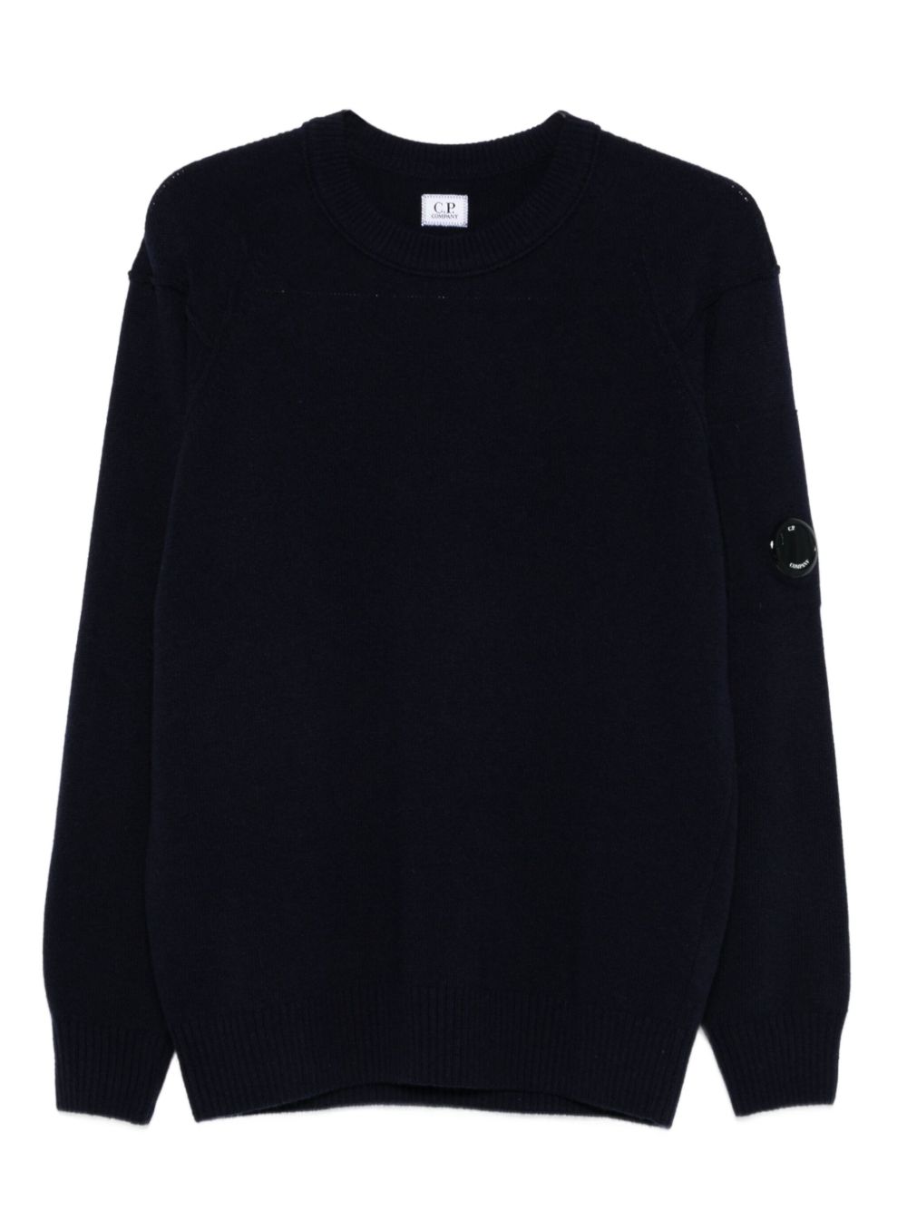 Logo-Embroidered Wool Crewneck Sweater — Navy