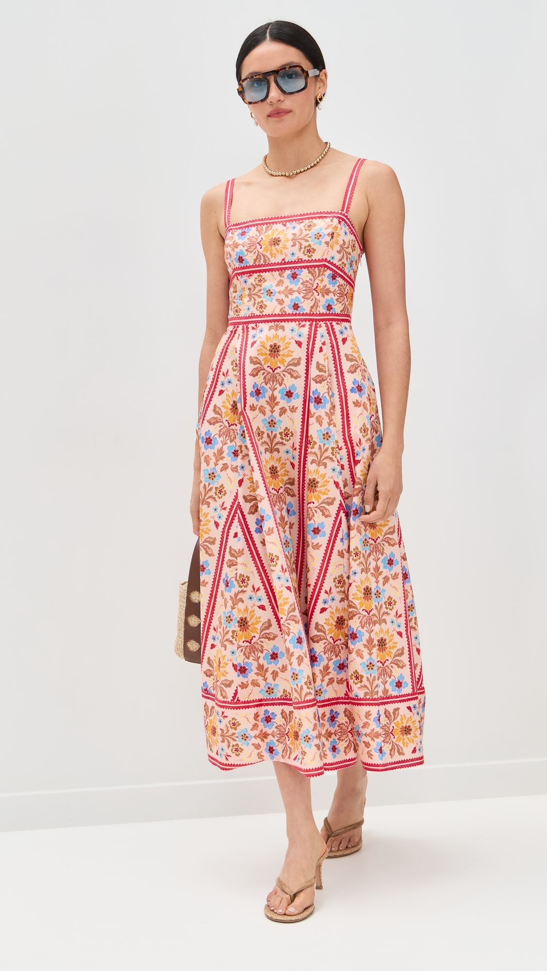 Hill House Home The Margot Dress Floral Block Stripe/Pink Multi