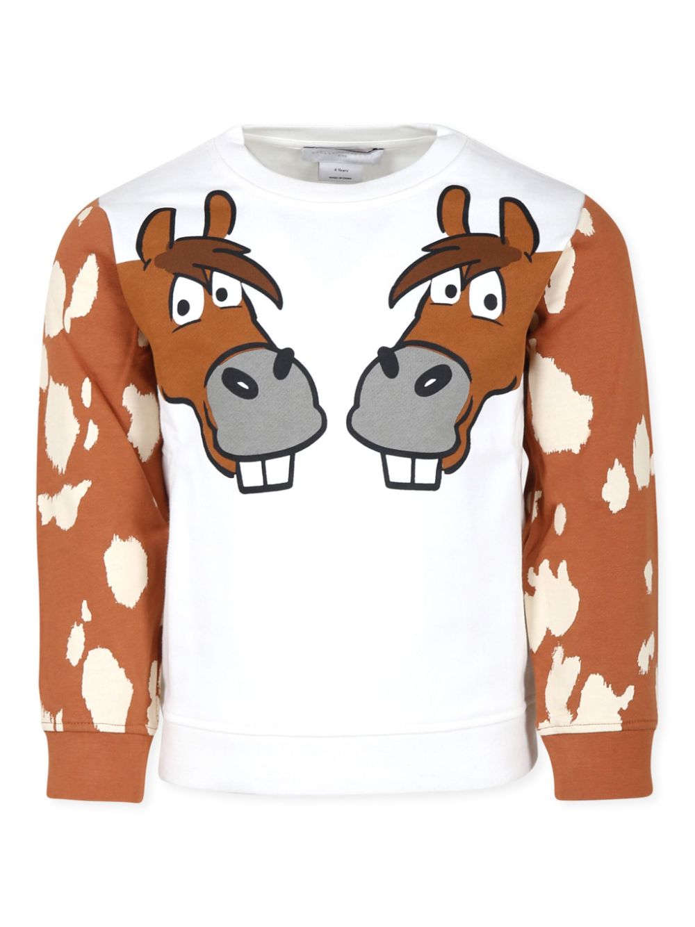 Horse-print cotton sweater - White