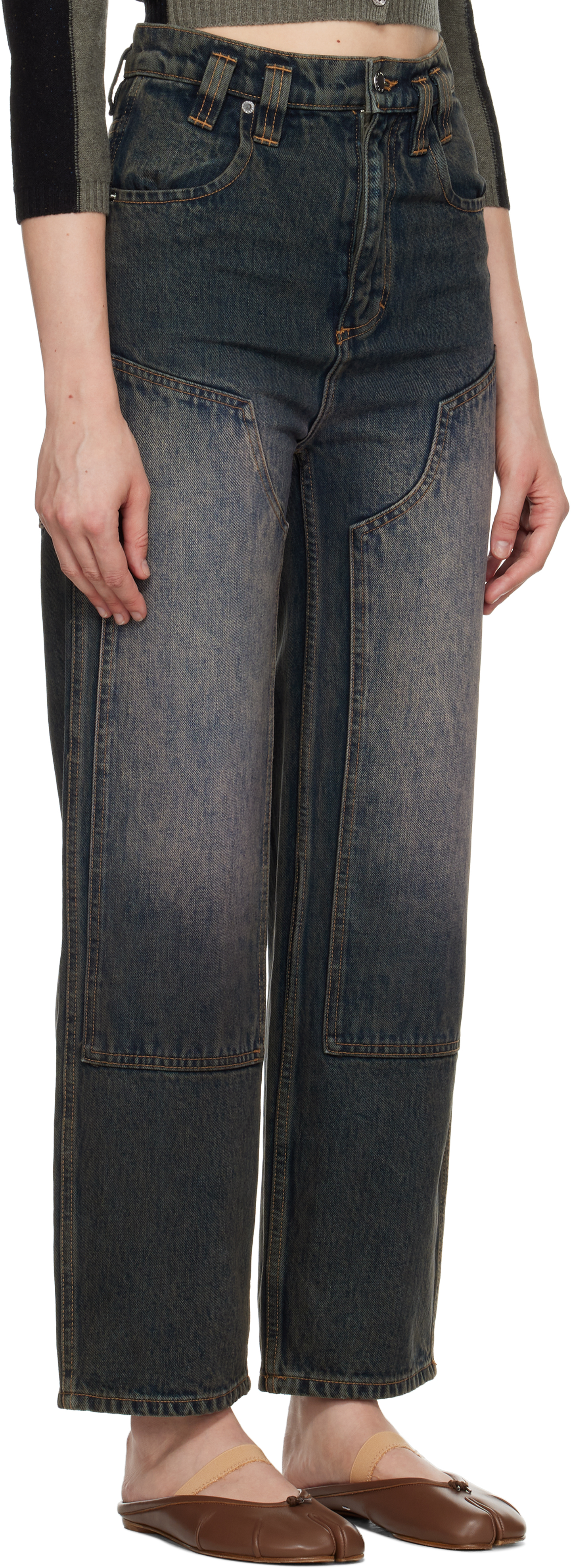 Blue Double Knee Baggy Jeans
