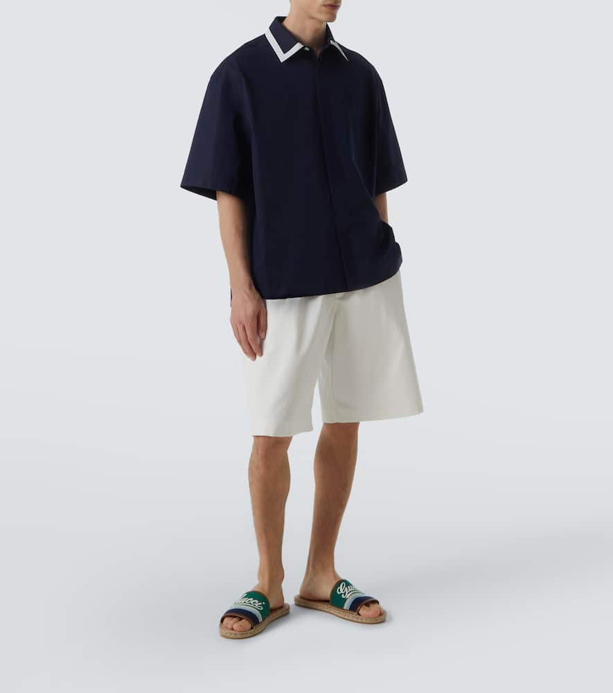 Gucci Logo leather-trimmed espadrilles slides