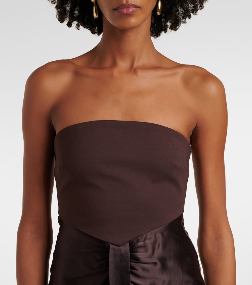 Wayfaring gathered strapless midi dress