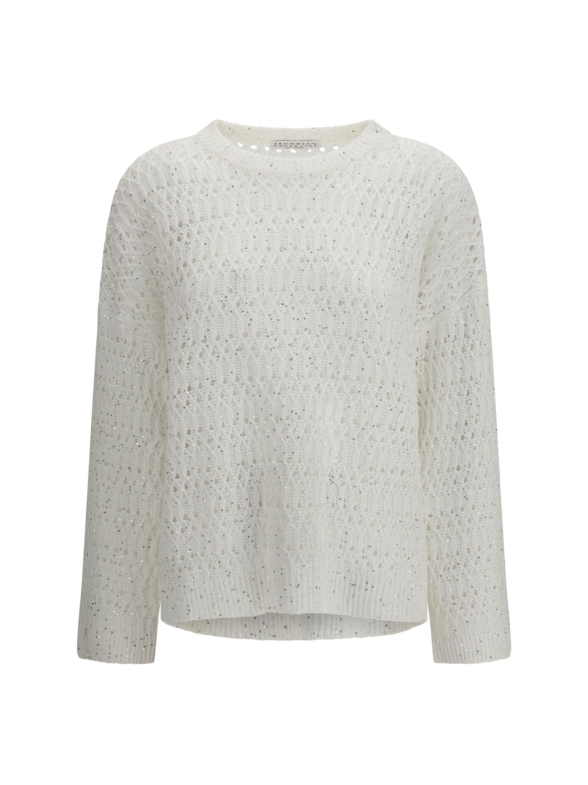 Openwork Silk-Nylon Sweater — White