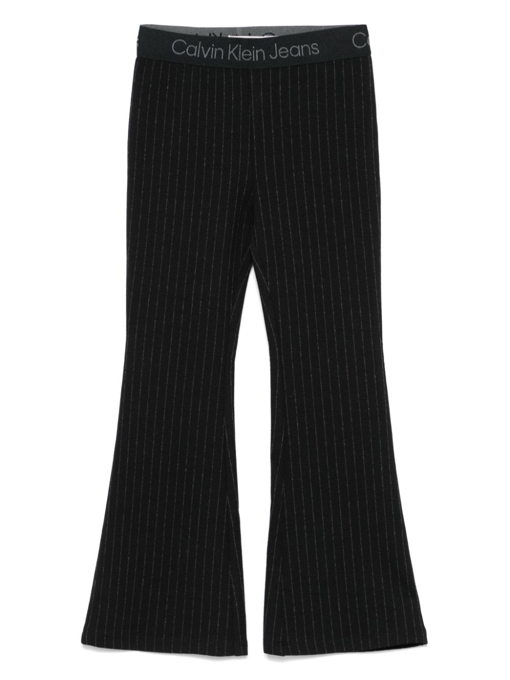 Pinstripe flared trousers - Black