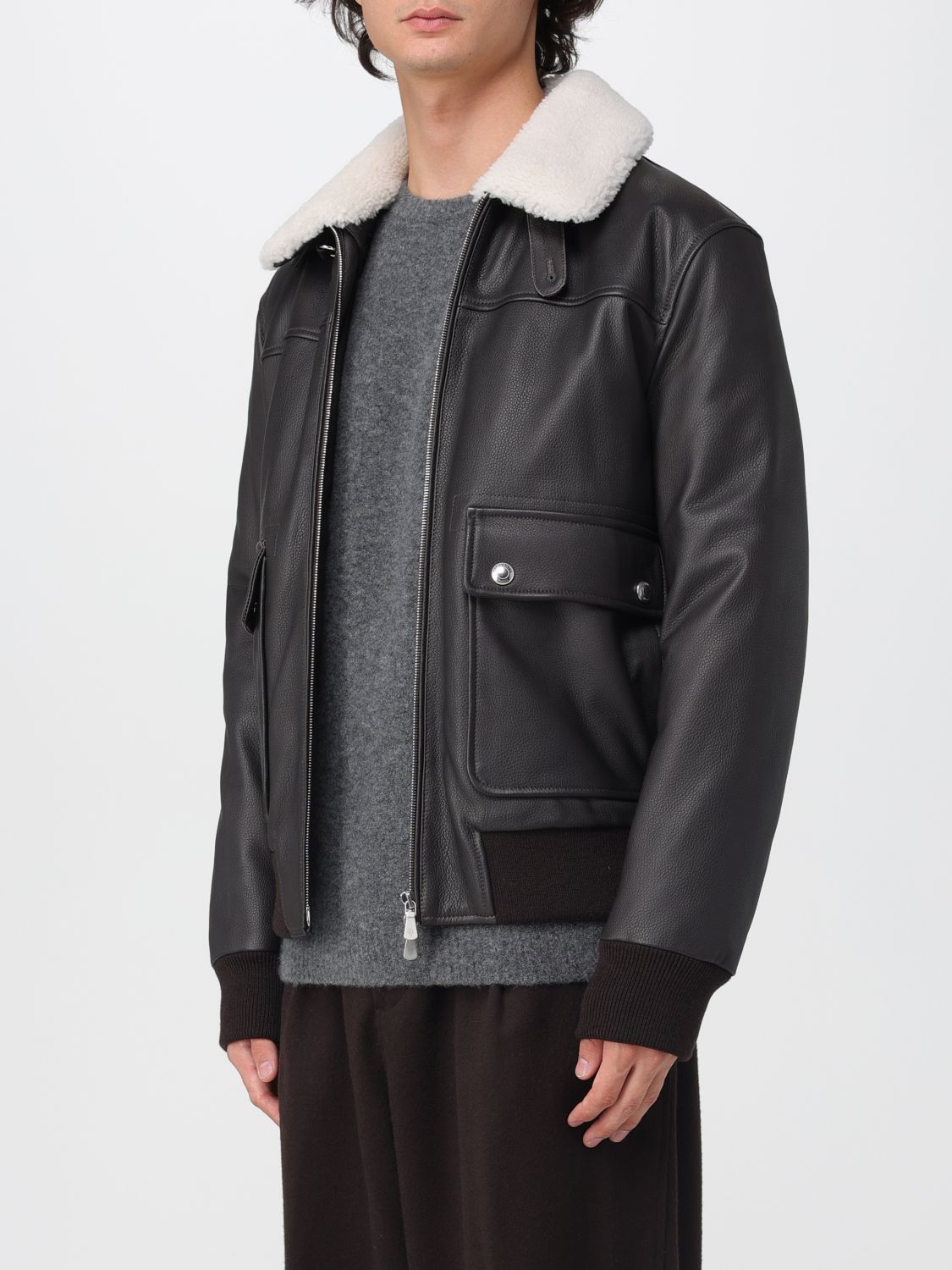 Shearling bomber jacket - Brown