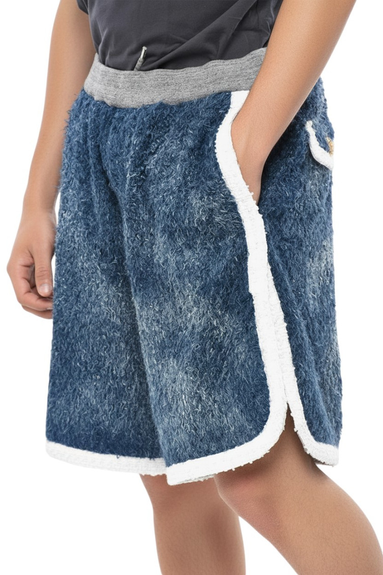Blue Textured Shorts