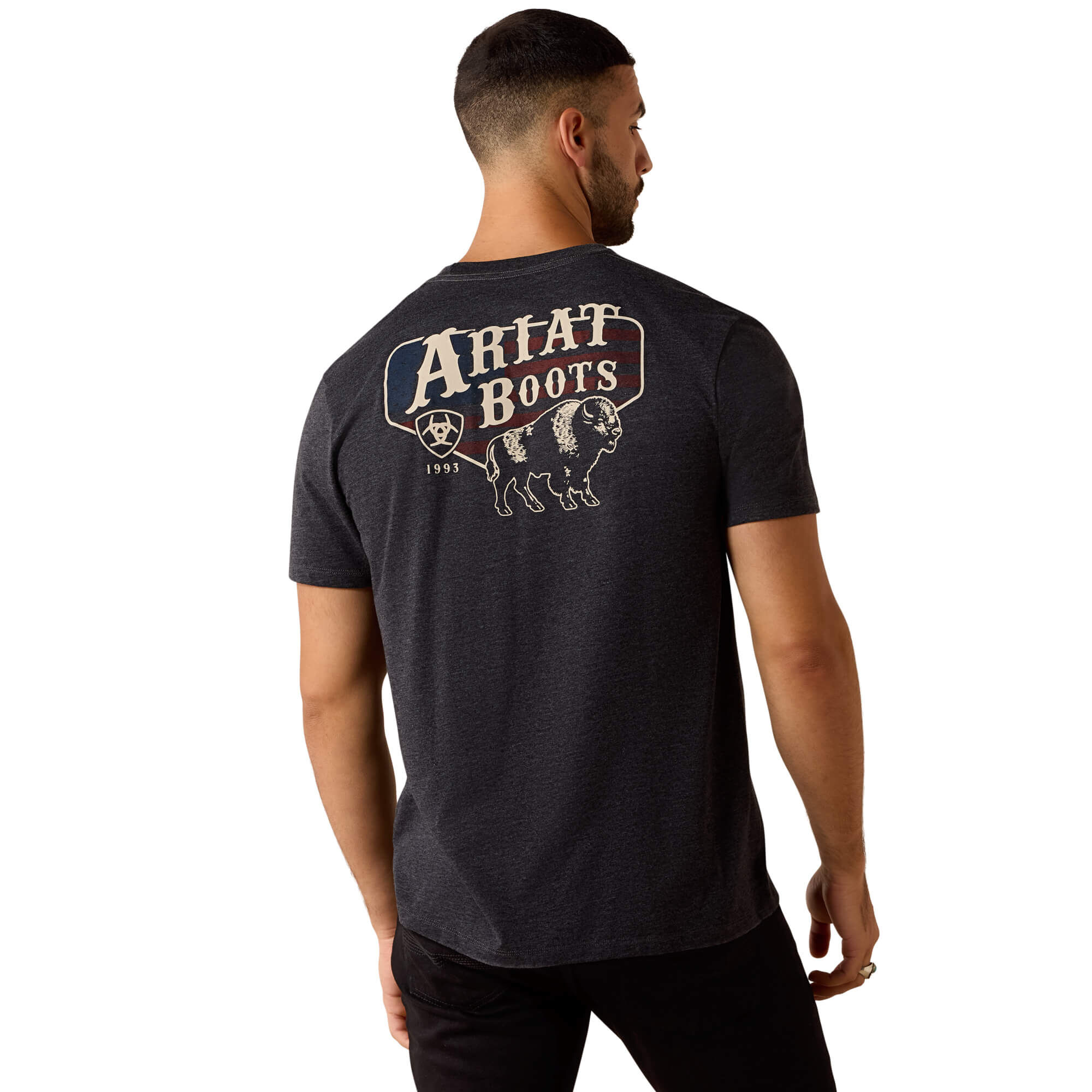 Men's American Bison Classic Fit T-Shirt in Charcoal Heather, Size 2X-Large