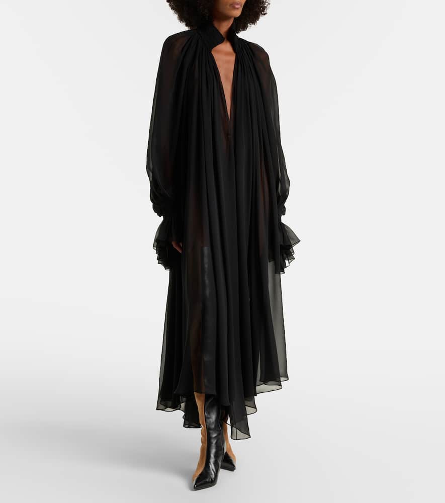 Edgar semi-sheer silk tulle midi dress