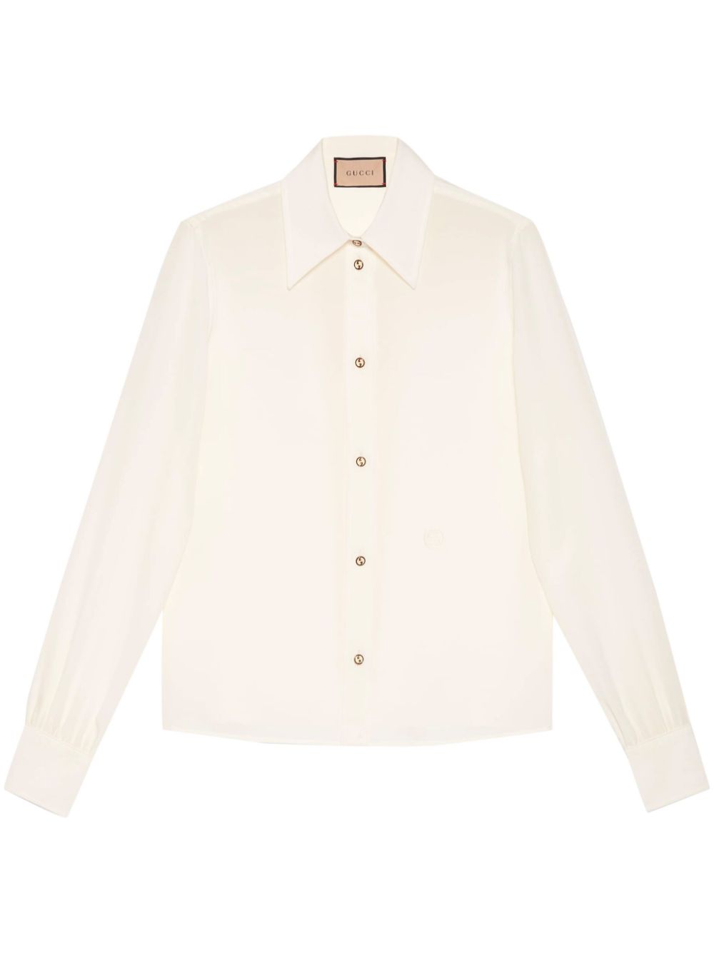 Logo-embroidered silk shirt - Neutrals