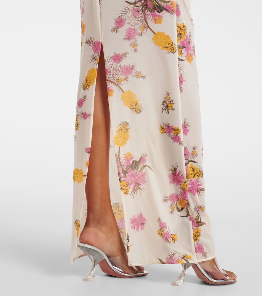 Floral-appliqué floral jersey maxi dress