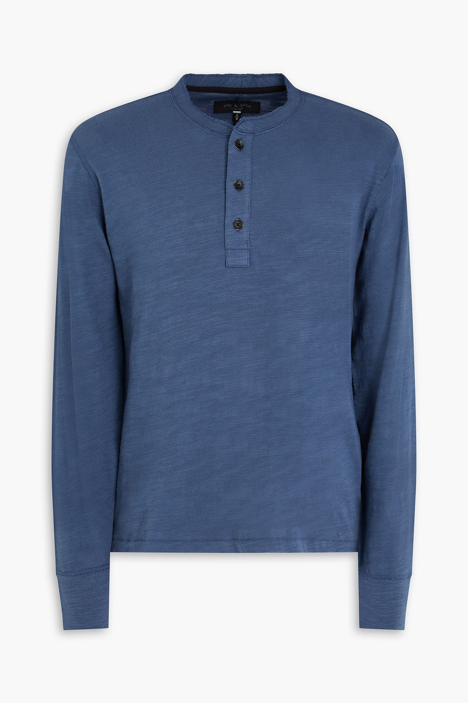 Slub cotton-jersey henley T-shirt - Blue - XL