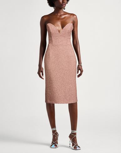 Woman Midi dress Rose gold Size 10 Viscose, Polyimide, Polyamide, Polyester