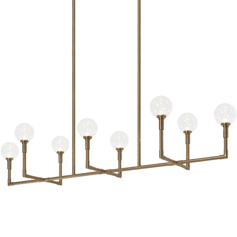 Aged Gold Brass Eight Light Chandelier from the Candlestix Collection