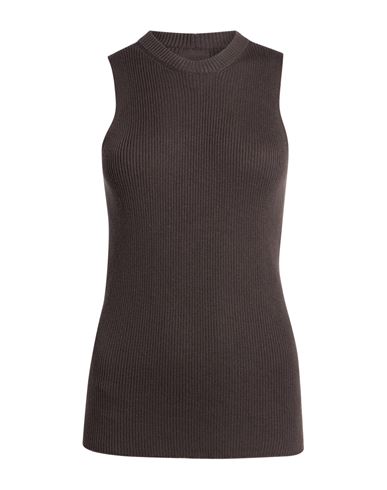 Woman Top Dark brown Size L Virgin Wool