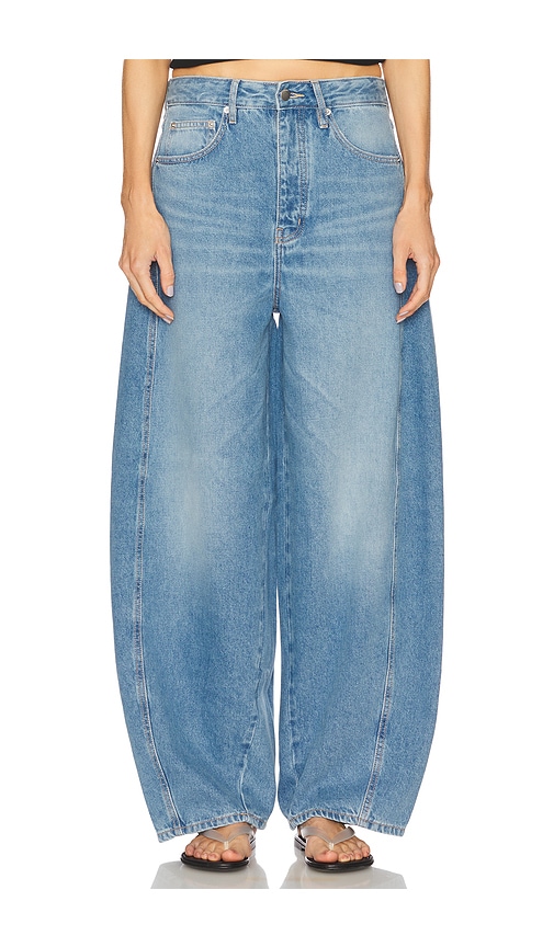 ST. Agni Women's Mid Rise Balloon Jeans in 90S Blue