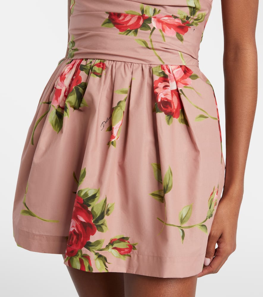 Floral strapless cotton minidress