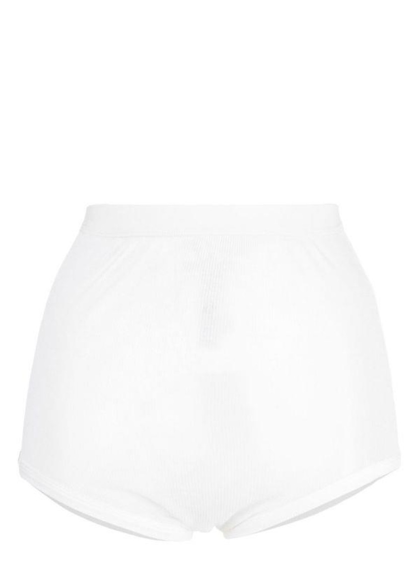 White High-waisted Ribbed Briefs