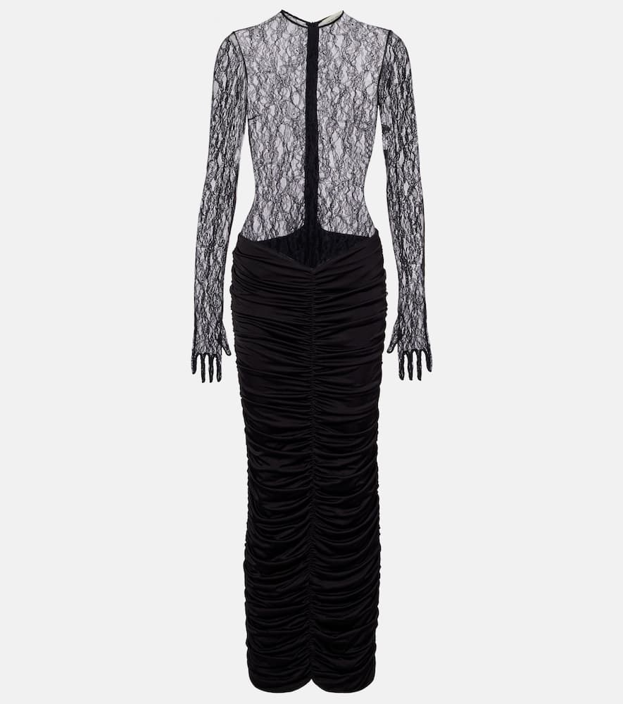 Vivienne ruched lace maxi dress