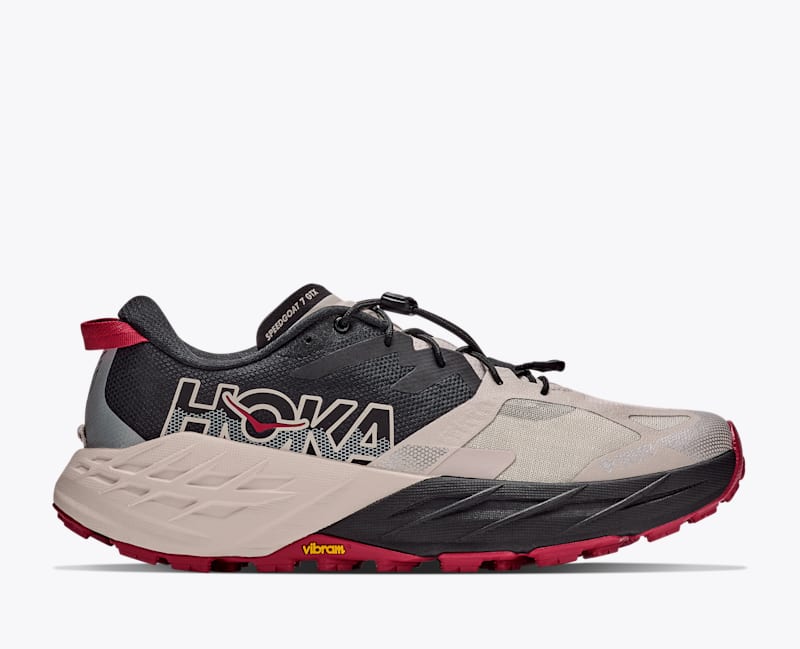 HOKA Men's Speedgoat 7 GTX Shoes in Black/River Rock Grey