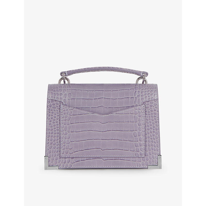 Womens Light Purple Small Emily Crocodile-effect Leather Cross-body bag 