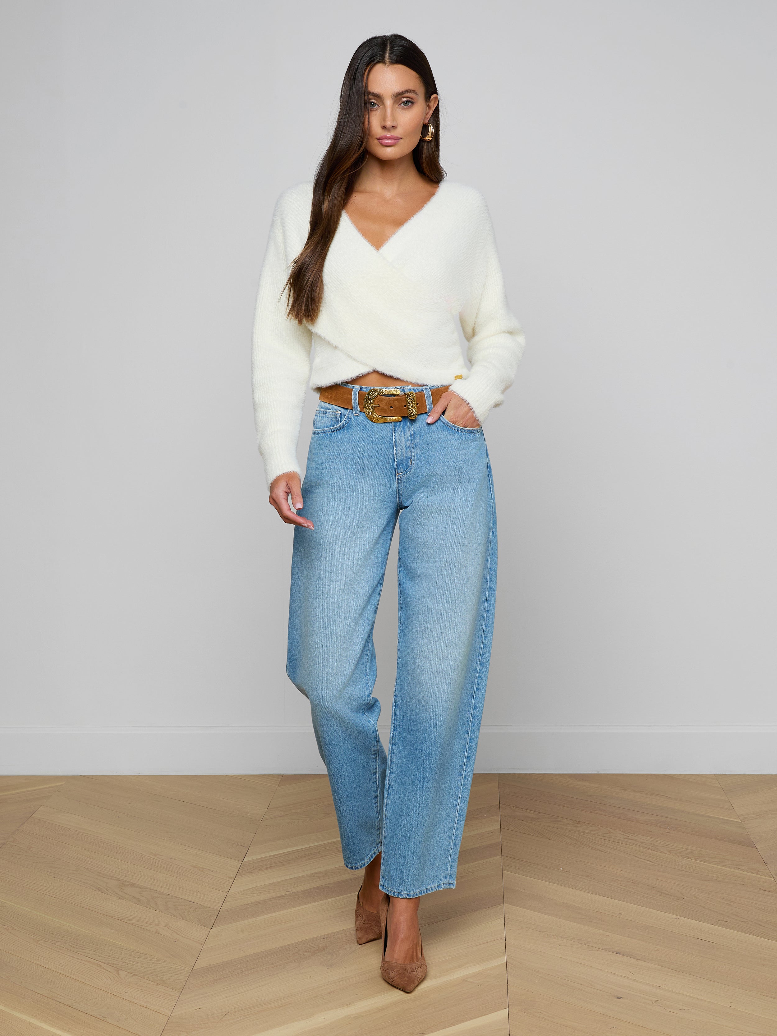 Antonella Crossover Sweater In Ivory