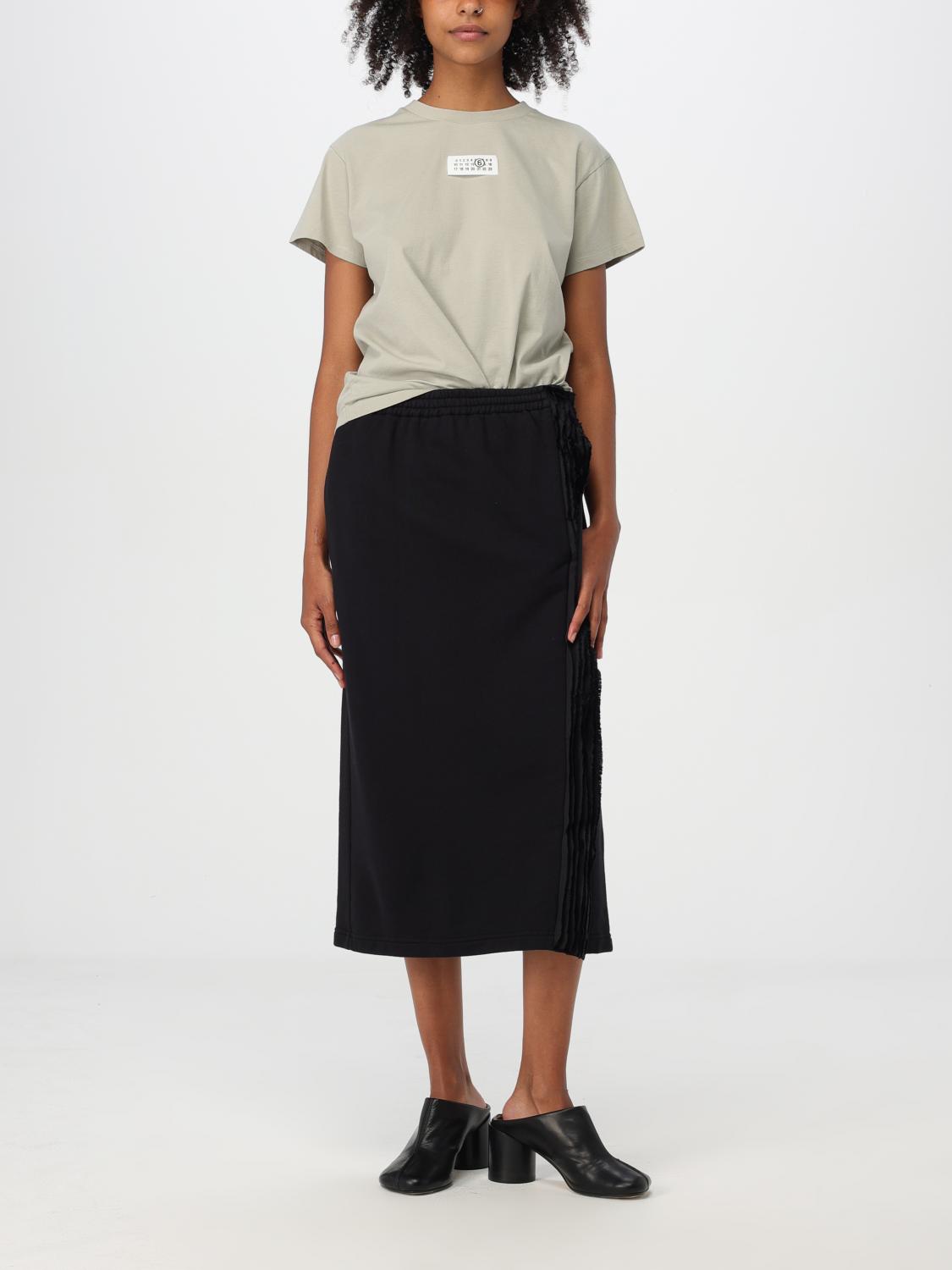 Cotton jersey midi skirt - Black