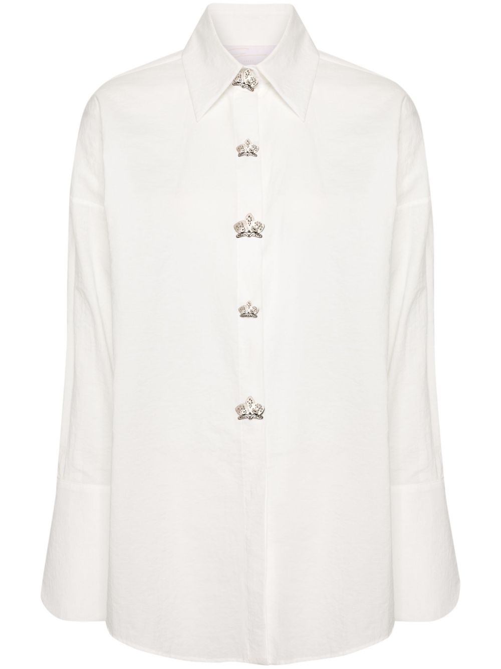 Appliqué-detail muslin shirt - Neutrals
