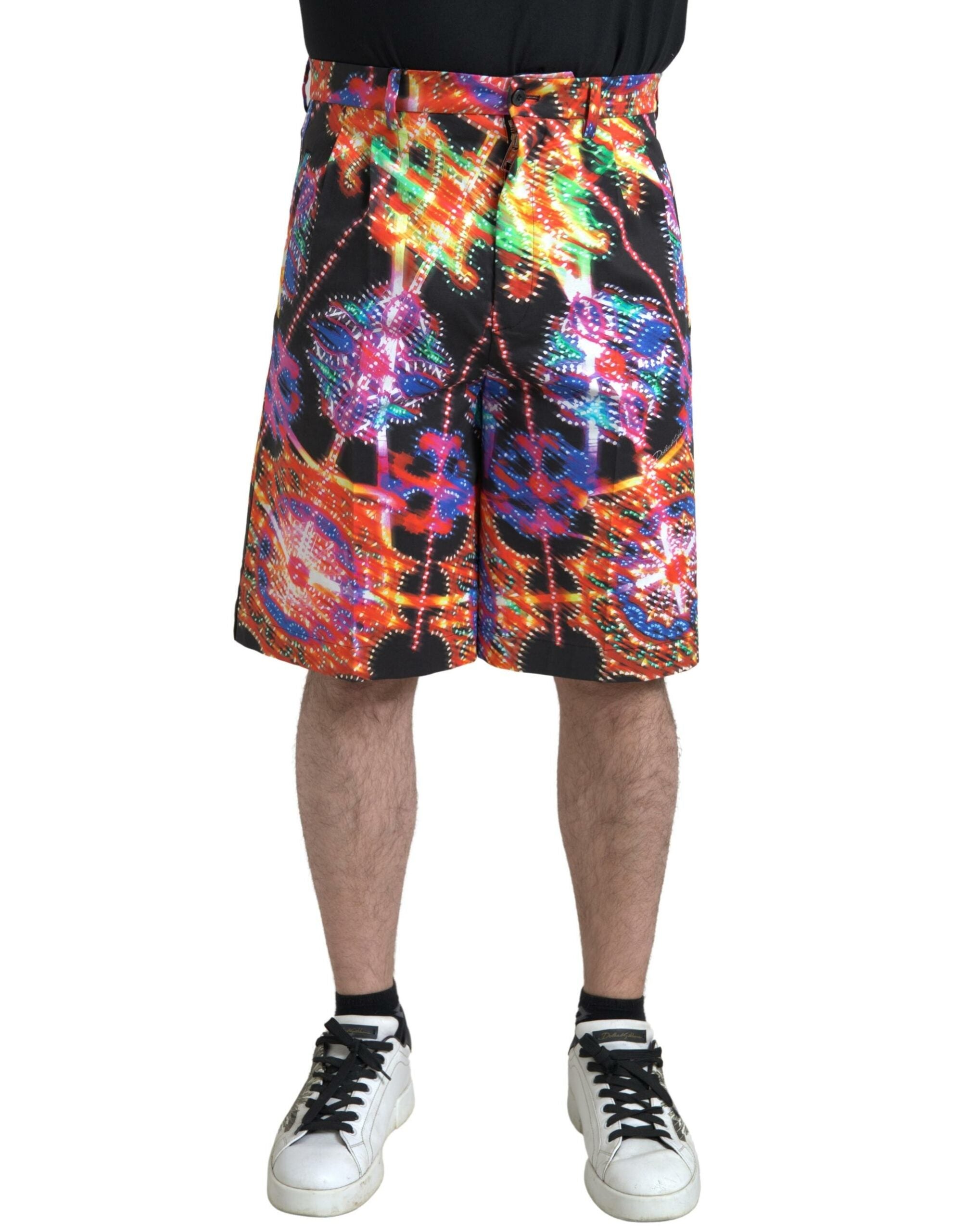 Multicolor Printed Cotton Bermudas — Multicolor