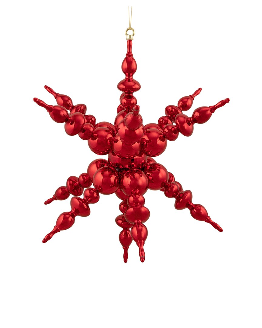 Northlight 24in Shiny Red 3D Sunburst Snowflake Commercial Christmas Ornament