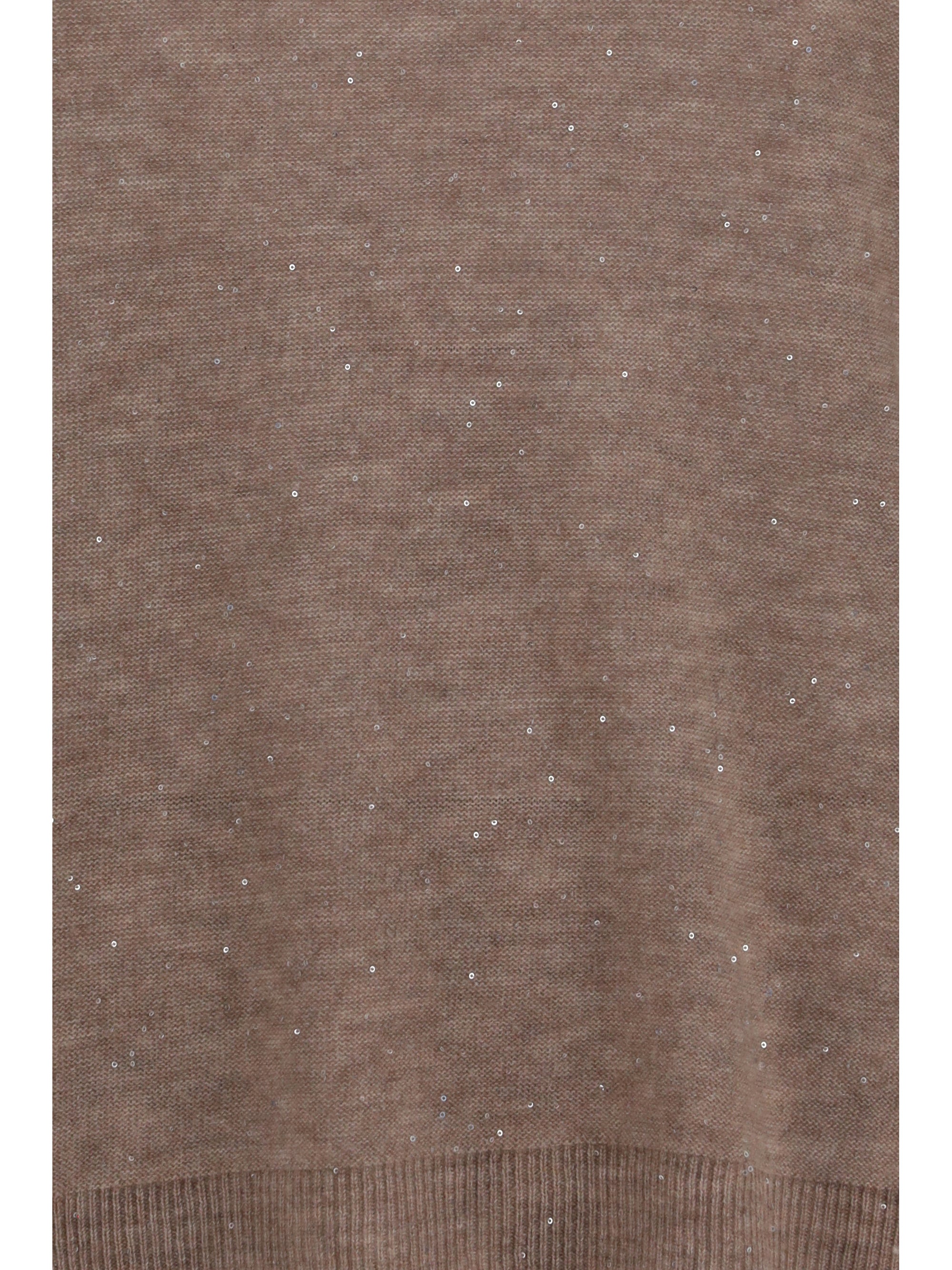 Sequin-Embellished Merino Wool Sweater — Beige