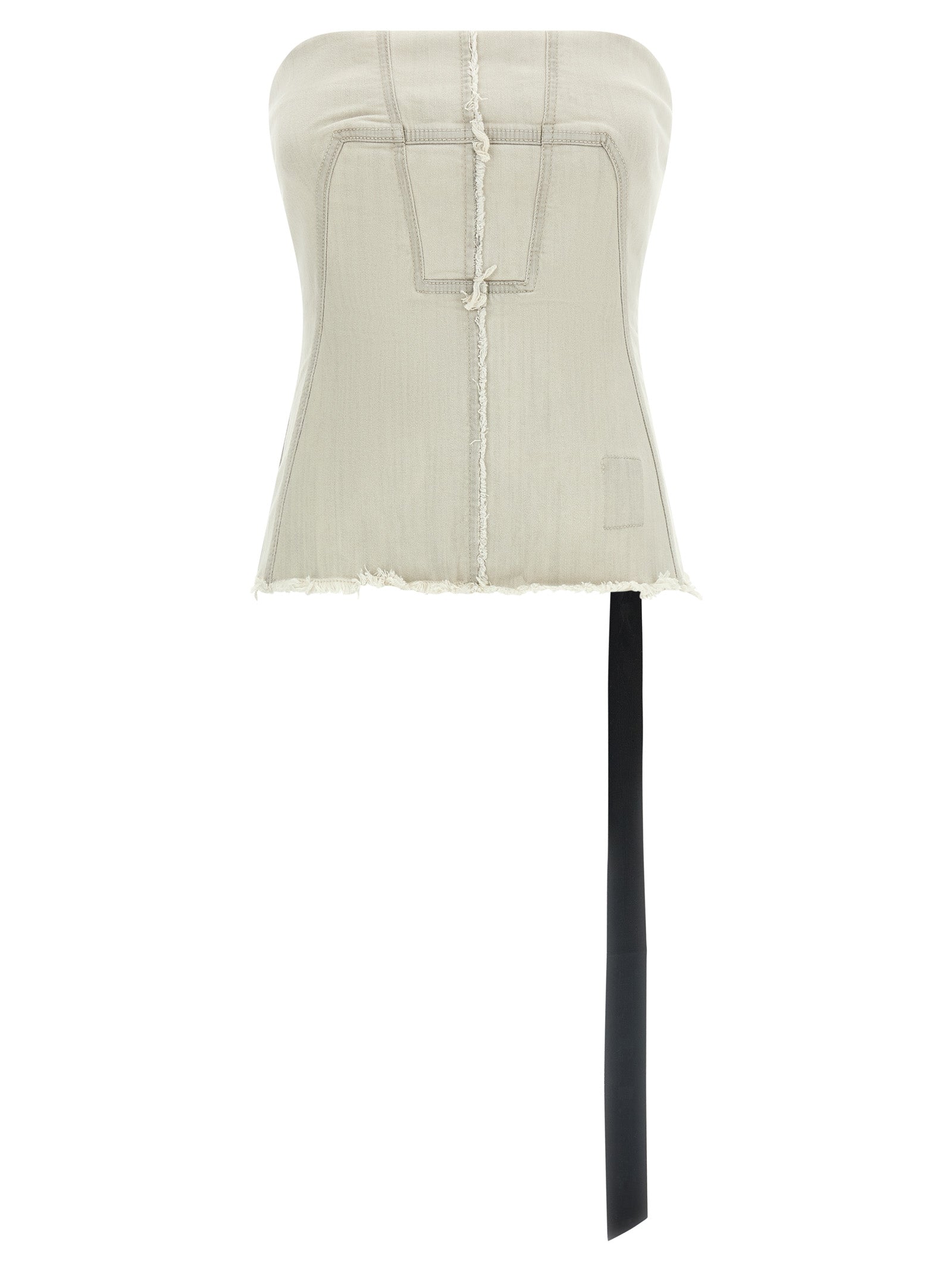 Garment-Dyed Cotton Denim Bustier Tank Top — Gray