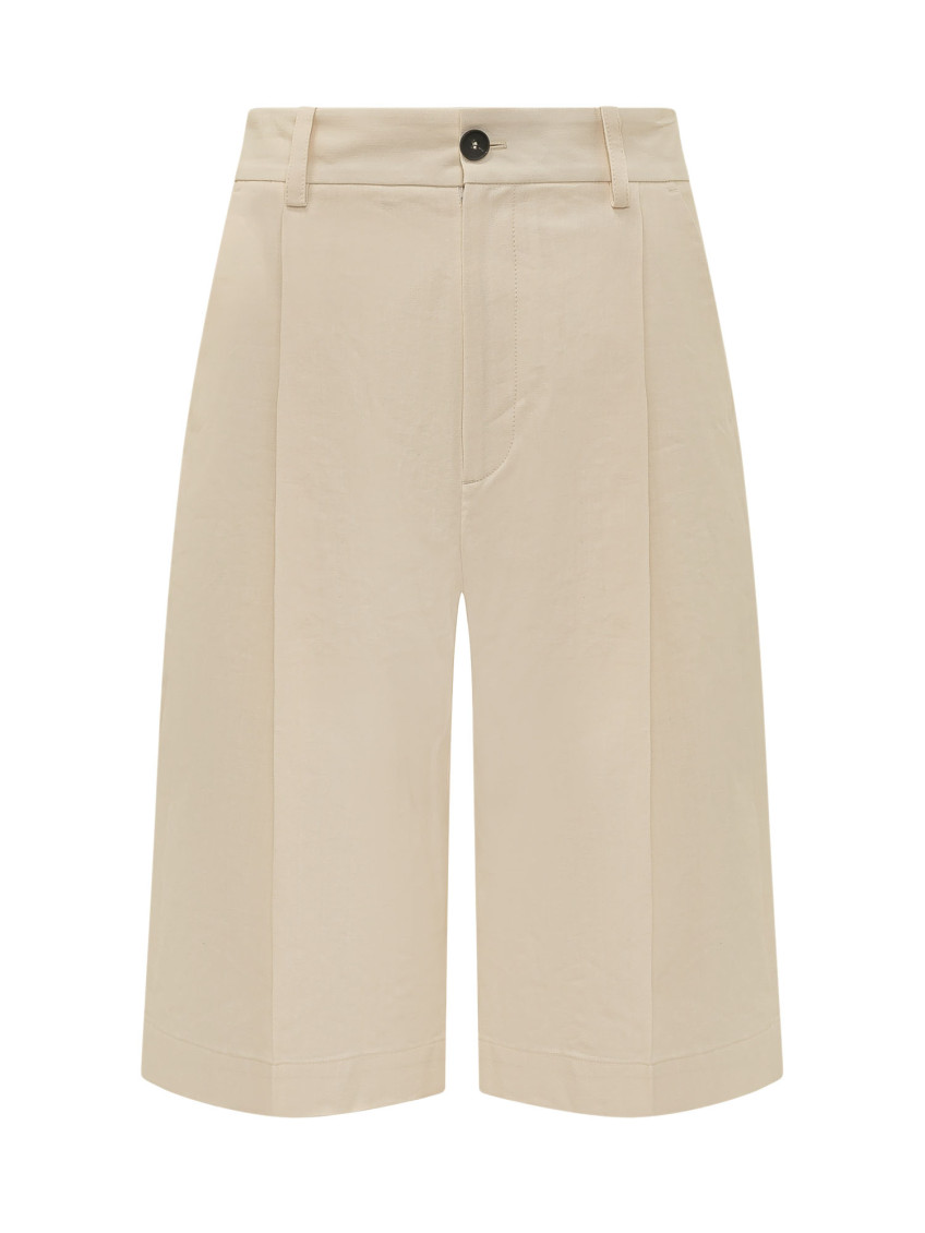 Off White Solid Shorts