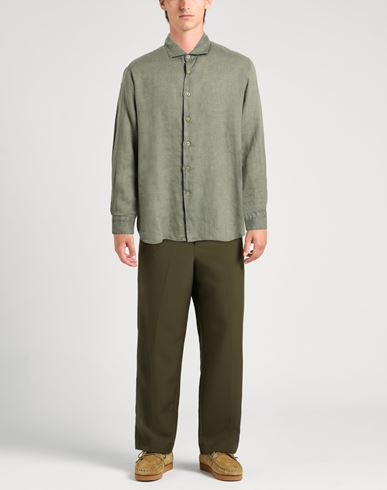 Man Shirt Military green Size 15 Linen
