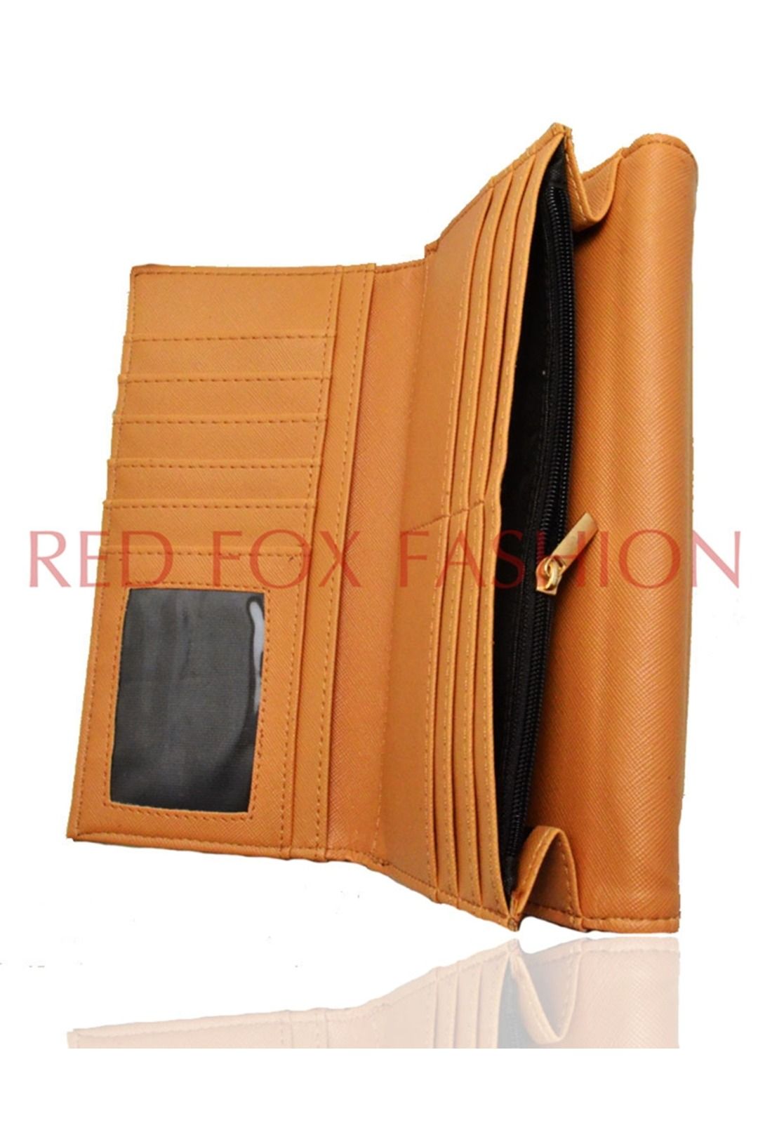 Fontanella Fashion Fox Face Long Clutch Purse In Brown