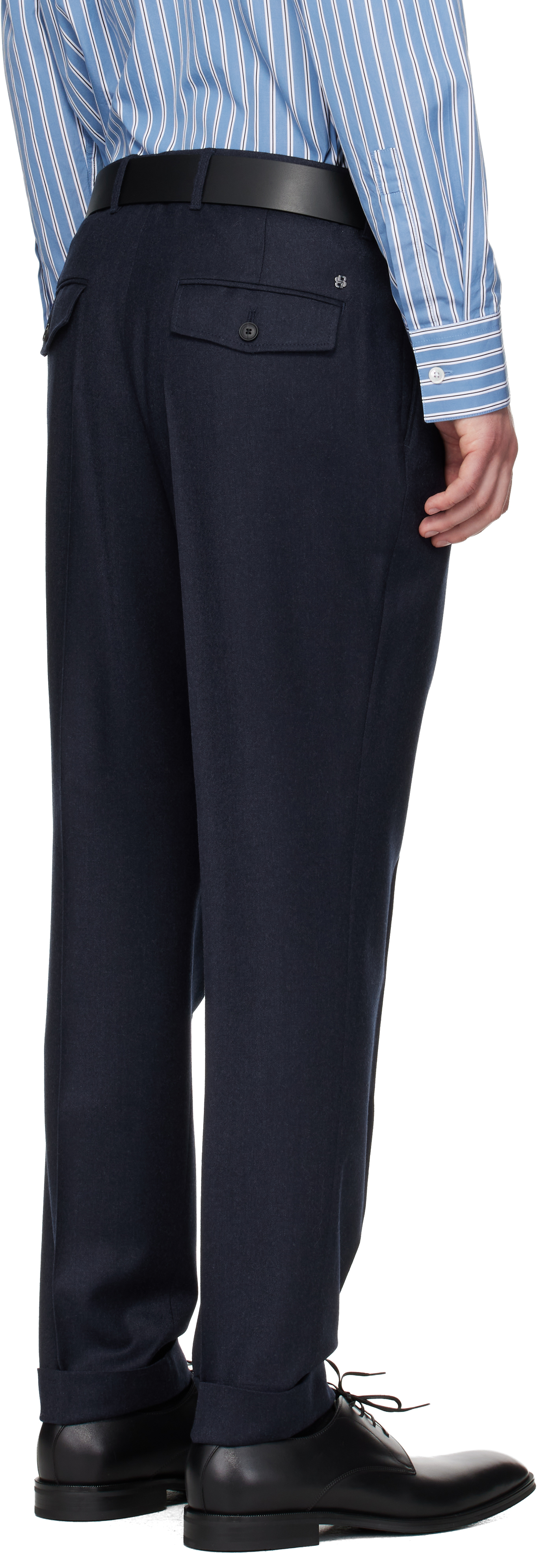 Navy Wool Flannel Trousers