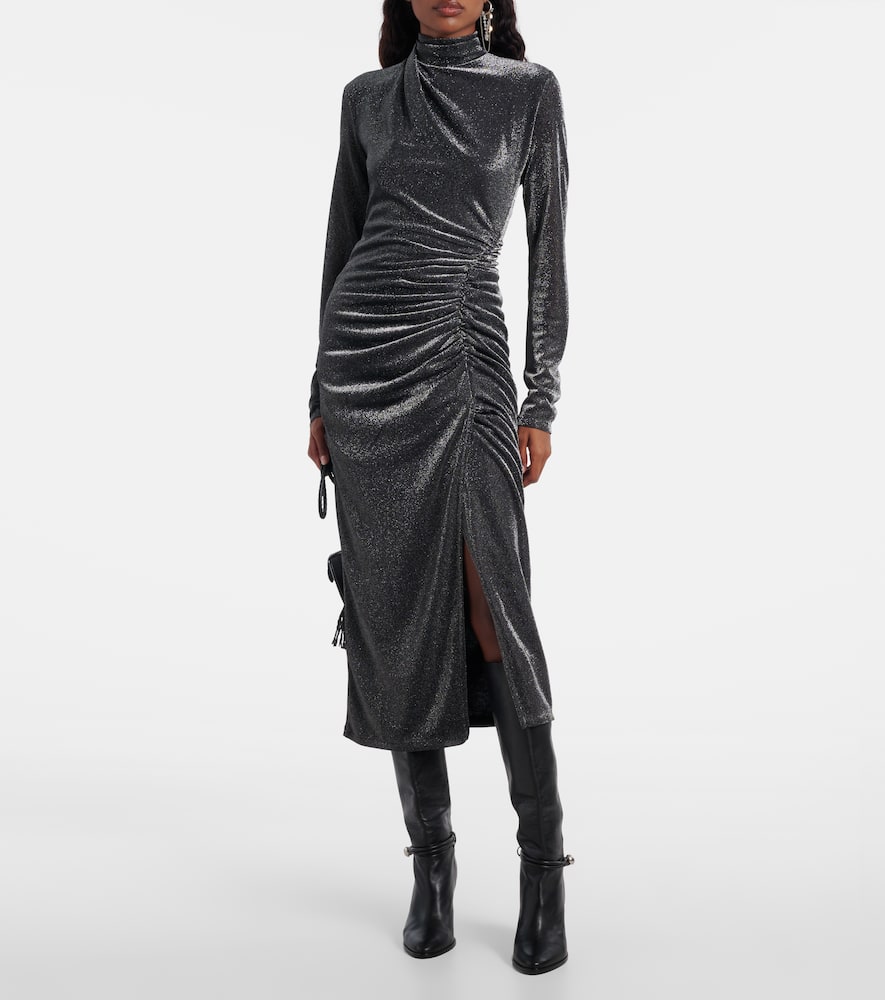 Jenisa draped gathered midi dress