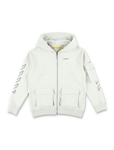 Off-White Kids Bookish Logo Printed Zip-Up Hoodie