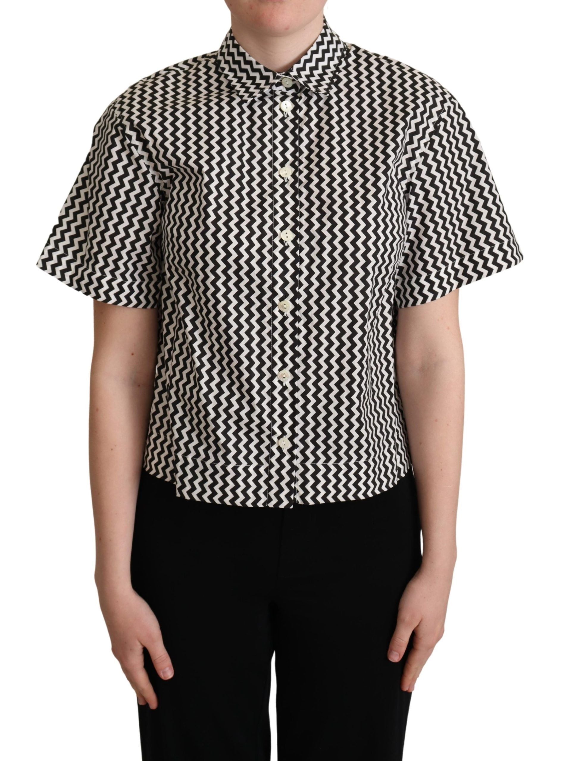 Zigzag Cotton Shirt — Black