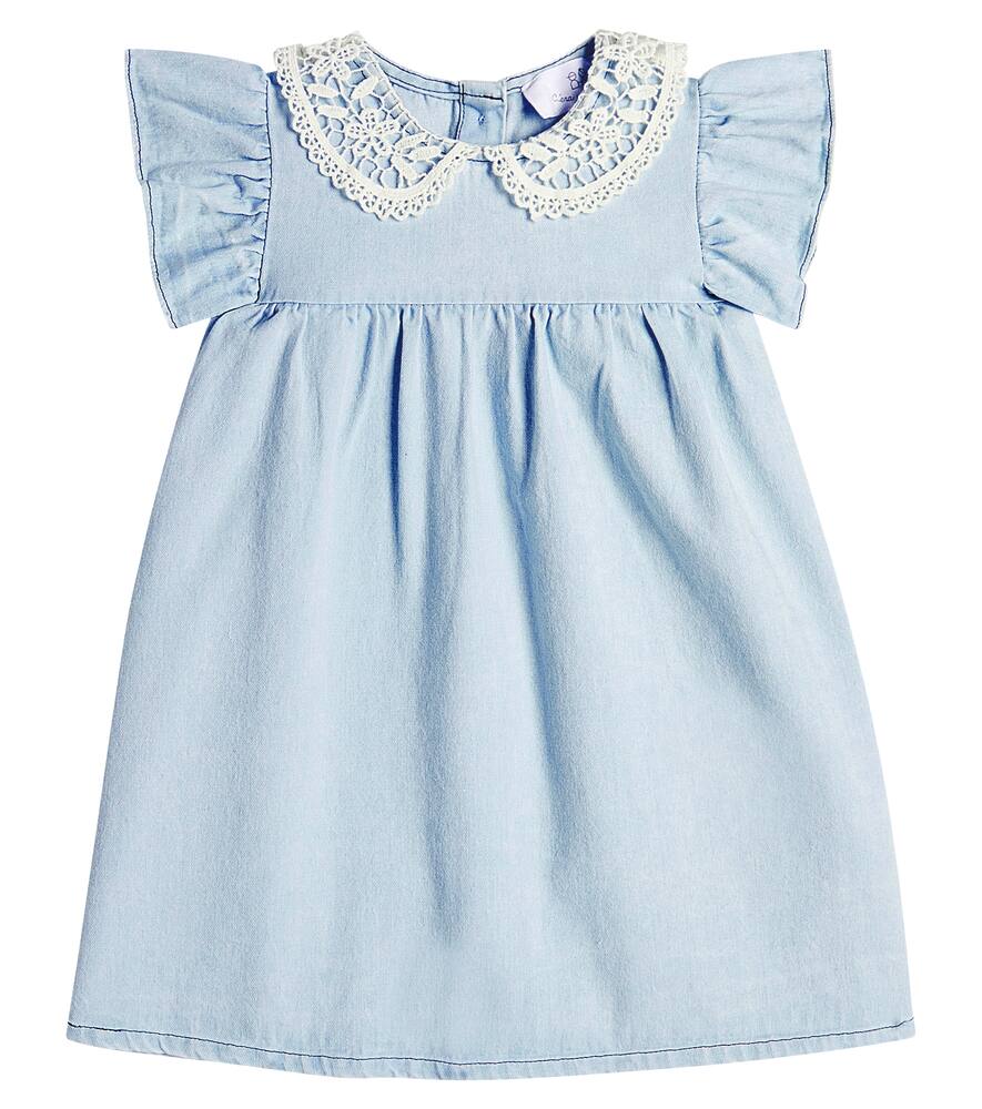 C'era Una Volta Baby Luna ruffled denim dress
